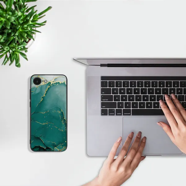 MY ART Ochranný kryt pre Apple iPhone 16e / iPhone 17e GREEN MARBLE (145)