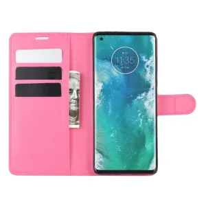LITCHI Peňaženkový kryt Motorola Edge Plus ružový