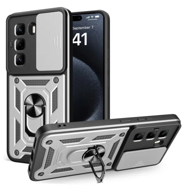 RING CAMERA Kryt s držiakom pre Infinix Hot 50 Pro strieborný
