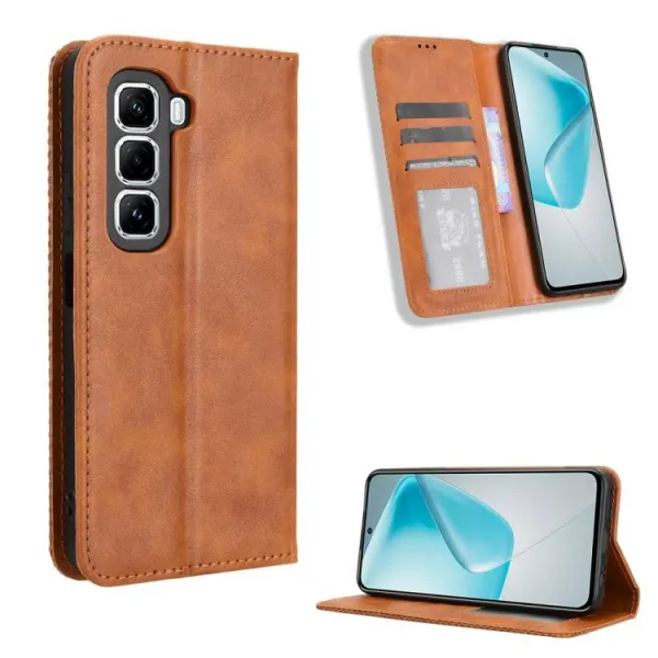 BUSINESS Peňaženkové puzdro pre Infinix Hot 50 Pro hnedé