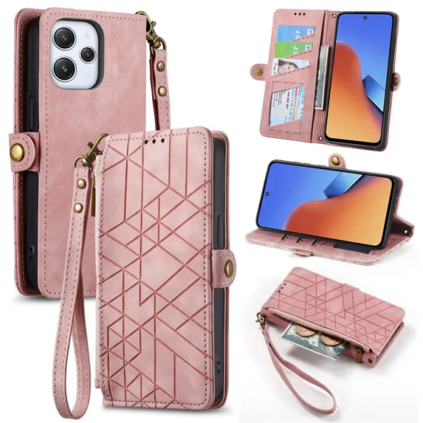 GEOM Peňaženkové puzdro pre Xiaomi Redmi 12 ružové
