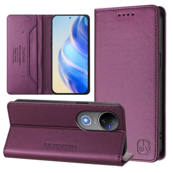 RINA Zaklápacie puzdro pre Vivo V50 5G tmavofialové