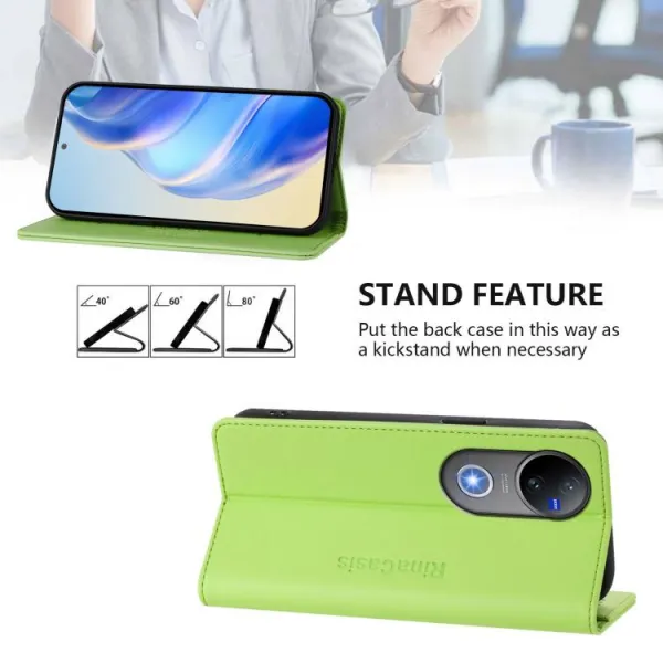 RINA Zaklápacie puzdro pre Vivo V50 5G svetlozelené