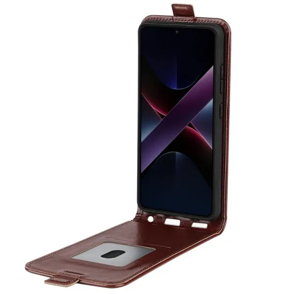Vyklápacie puzdro pre Xiaomi Poco X7 Pro hnedé