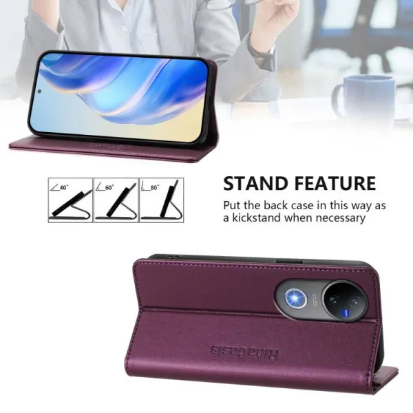 RINA Zaklápacie puzdro pre Vivo V50 5G tmavofialové
