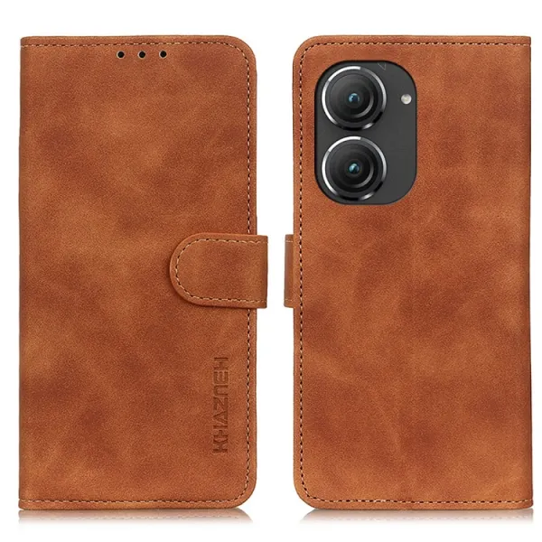 KHAZNEH Zaklápacie puzdro Asus Zenfone 9 / Zenfone 10 hnedé
