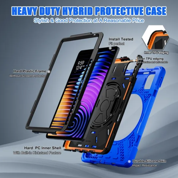 SOLID Odolný obal pre Xiaomi Pad 7 / 7 Pro / Pad 8 / Pad 8 Pro svetlomodrý