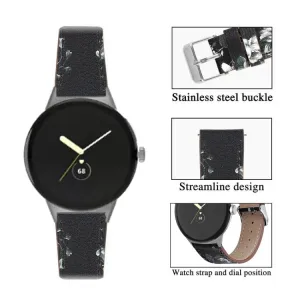 LEATHER Kožený remienok pre Google Pixel Watch 4 45mm / Pixel Watch 3 45mm WHITE FLOWER