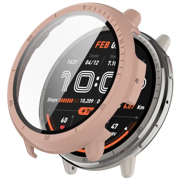 PC FULL COVER Plastový kryt so sklom pre Amazfit Active 2 ružový