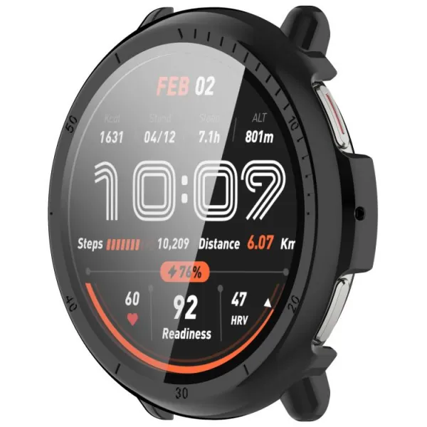 PC FULL COVER Plastový kryt so sklom pre Amazfit Active 2 čierny