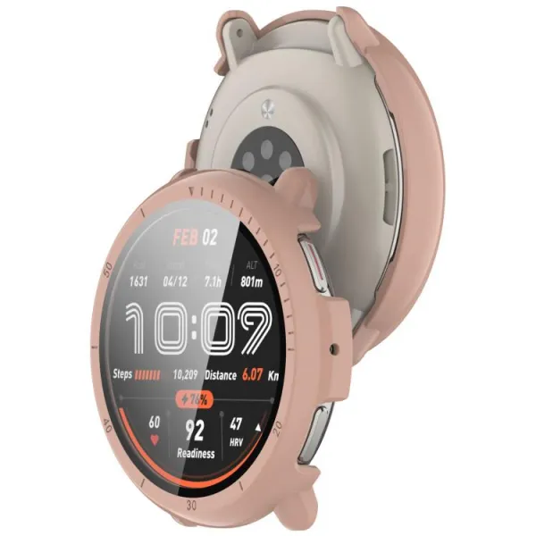 PC FULL COVER Plastový kryt so sklom pre Amazfit Active 2 ružový