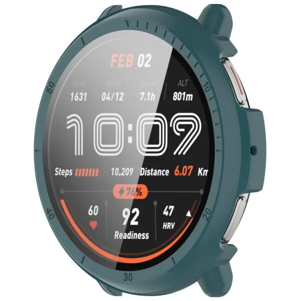 PC FULL COVER Plastový kryt so sklom pre Amazfit Active 2 zelený