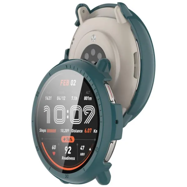 PC FULL COVER Plastový kryt so sklom pre Amazfit Active 2 zelený
