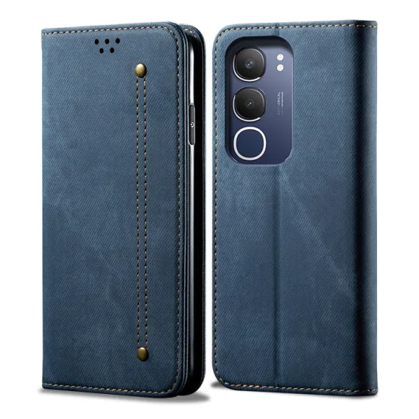 DENIM Peňaženkový kryt pre Vivo Y19s modrý