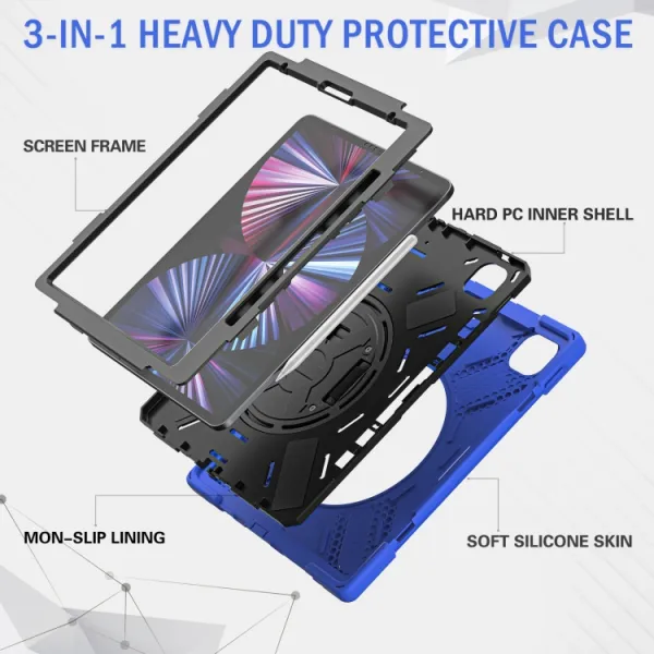 SOLID Odolný kryt pre Apple iPad Pro 12.9 2022 / 2021 modrý