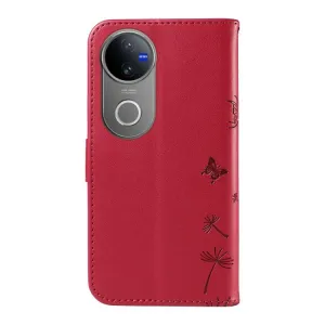 ART DANDELION Peňaženkové puzdro pre Vivo V50 5G červené
