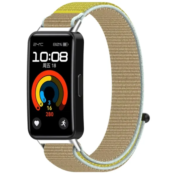 NYLON Vymeniteľný remienok pre Huawei Band 10 / Band 9 / Band 8 hnedo-žltý