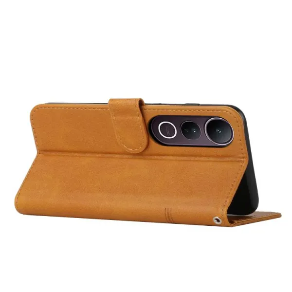 STITCHED Peňaženkový kryt pre Vivo V50 Lite svetlohnedý
