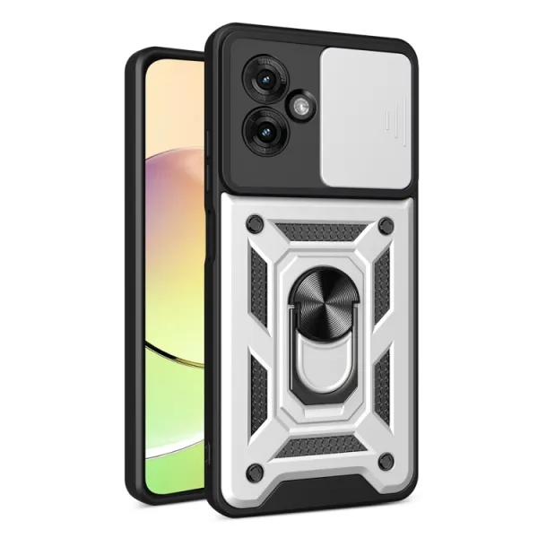 RING CAMERA Kryt s držiakom pre Motorola Moto G55 5G strieborný