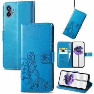 ART Peňaženkový kryt Nothing Phone 1 FLOWERS modrý