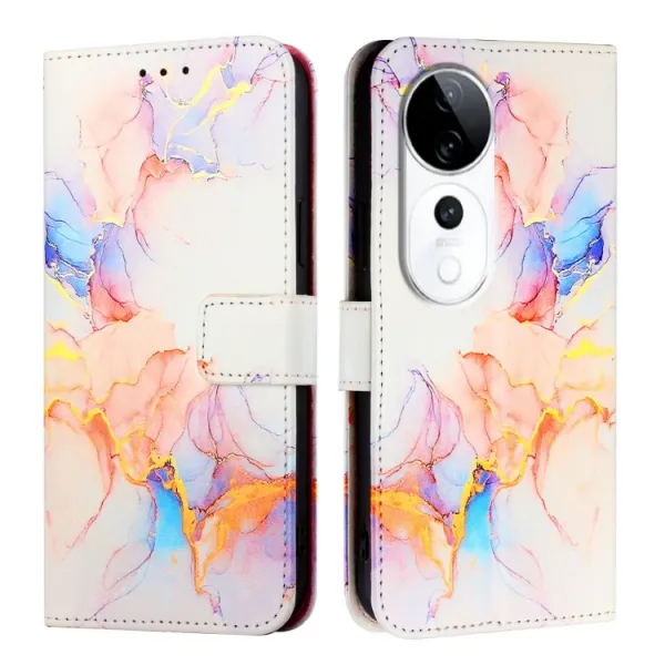 ART MARBLE Peňaženkový kryt pre Vivo V40 5G WHITE ORANGE