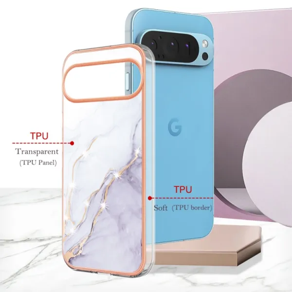 IMD MARBLE Ochranný kryt pre Google Pixel 9 / Pixel 9 Pro WHITE