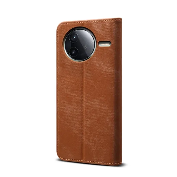 DENIM Peňaženkový kryt pre Xiaomi Poco F7 Pro hnedý