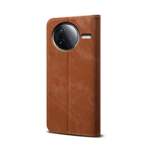 DENIM Peňaženkový kryt pre Xiaomi Poco F7 Pro hnedý