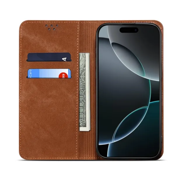 DENIM Peňaženkový kryt pre Xiaomi Poco F7 Pro hnedý