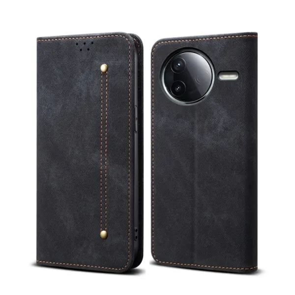 DENIM Peňaženkový kryt pre Xiaomi Poco F7 Pro čierny