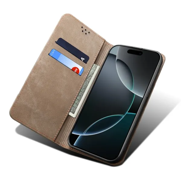 DENIM Peňaženkový kryt pre Xiaomi Poco F7 Pro šedohnedý
