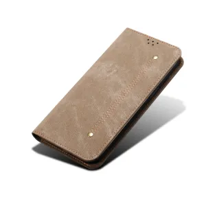 DENIM Peňaženkový kryt pre Xiaomi Poco F7 Pro šedohnedý