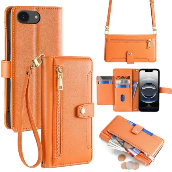 PASTEL Peňaženkové puzdro pre Apple iPhone 16e / iPhone 17e oranžové