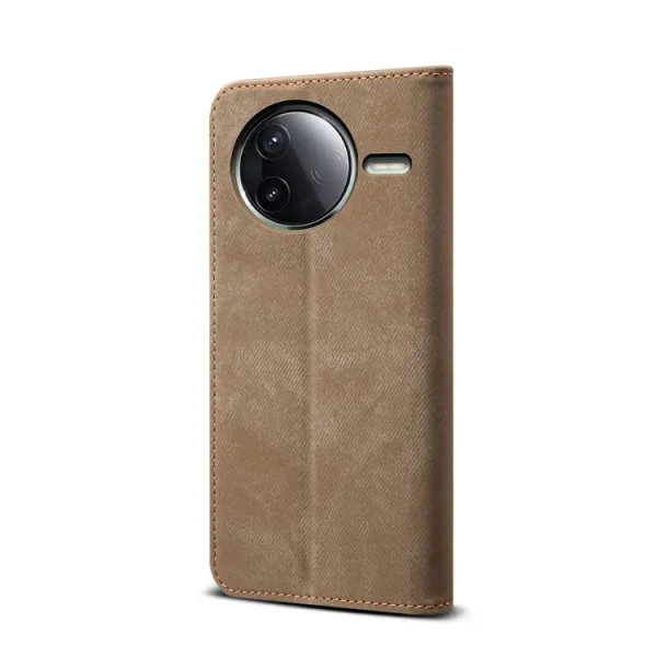DENIM Peňaženkový kryt pre Xiaomi Poco F7 Pro šedohnedý