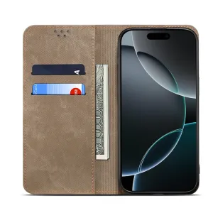 DENIM Peňaženkový kryt pre Xiaomi Poco F7 Pro šedohnedý
