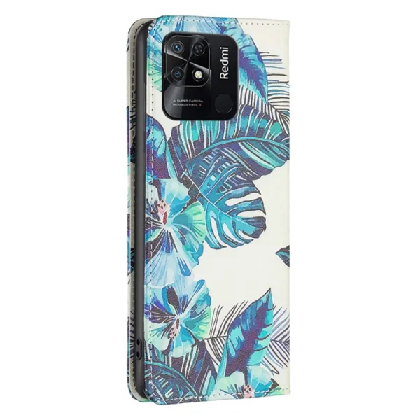 ART Peňaženkový kryt Xiaomi Redmi 10C BLUE LEAVES