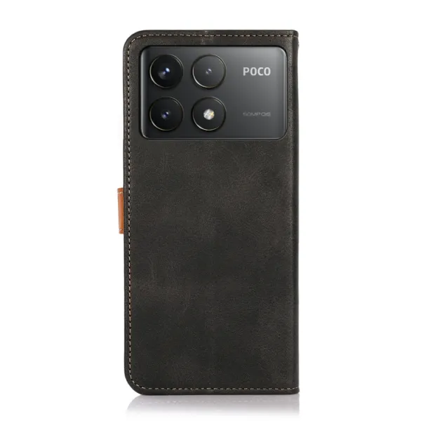 KHAZNEH DUAL-COLOR Peňaženkový kryt pre Xiaomi Poco F6 Pro čierny