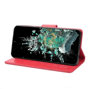 ART FLORAL Peňaženkový kryt OnePlus 10T 5G červený
