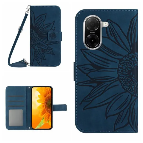 ART SUNFLOWER Peňaženkový obal so šnúrkou pre Xiaomi Redmi A5 modrý