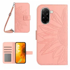 ART SUNFLOWER Peňaženkový obal so šnúrkou pre Xiaomi Redmi A5 ružový