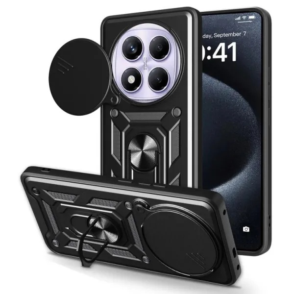 RING CAMERA Kryt s držiakom pre Xiaomi Redmi Note 14 Pro čierny