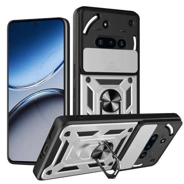 RING CAMERA Kryt s držiakom pre Nothing Phone (3a) strieborný