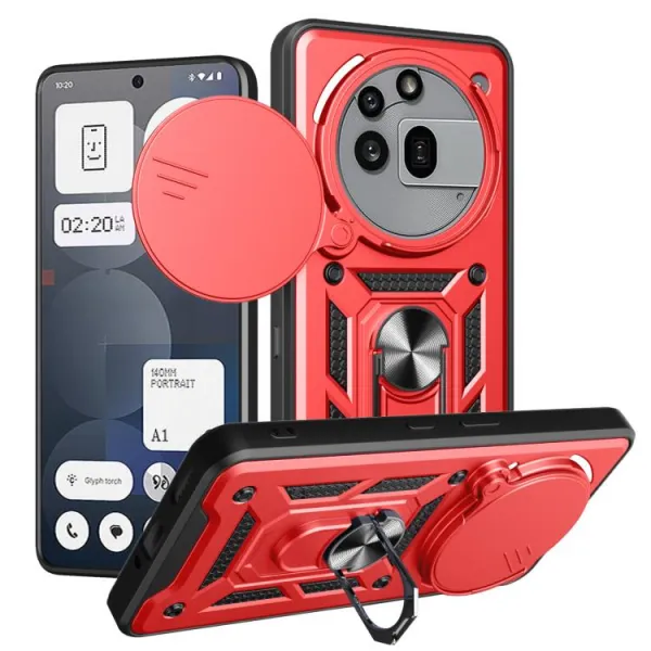 RING CAMERA Kryt s držiakom pre Nothing Phone (3a) Pro červený