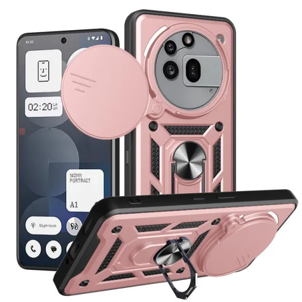 RING CAMERA Kryt s držiakom pre Nothing Phone (3a) Pro ružový