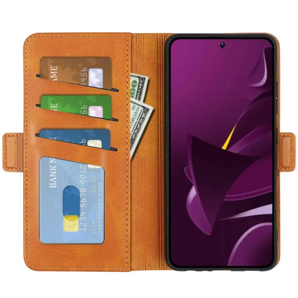 SIDE Peňaženkové puzdro pre Xiaomi Poco M7 Pro 5G svetlohnedé