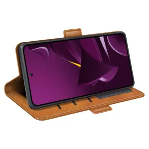 SIDE Peňaženkové puzdro pre Xiaomi Poco M7 Pro 5G svetlohnedé