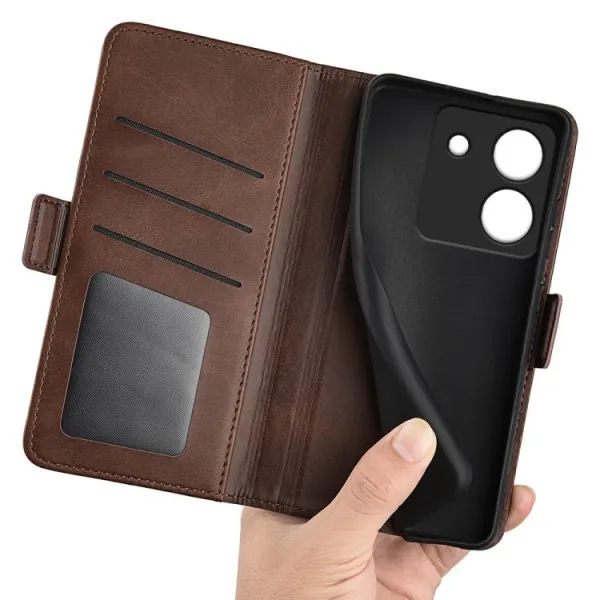 SIDE Peňaženkové puzdro pre Xiaomi Poco M7 Pro 5G tmavohnedé