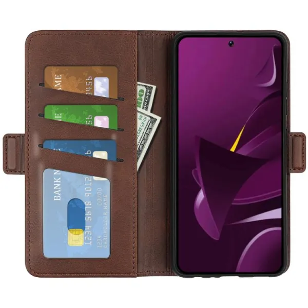 SIDE Peňaženkové puzdro pre Xiaomi Poco M7 Pro 5G tmavohnedé