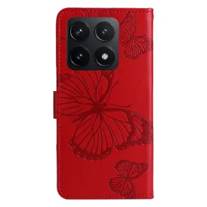 ART BUTTERFLY Peňaženkový obal pre Xiaomi 14T červený