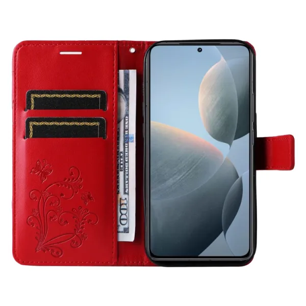 ART BUTTERFLY Peňaženkový obal pre Xiaomi 14T červený